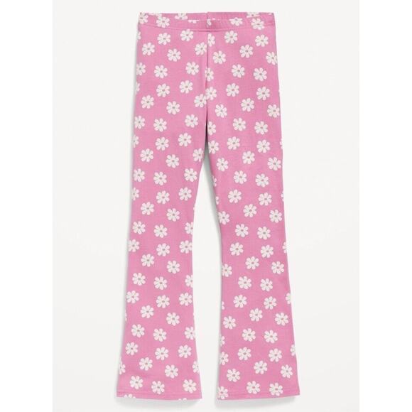 Old Navy Pink Daisy Elastic Waist Full Length Flare Leggings Size L 10/12 - Picture 1 of 6